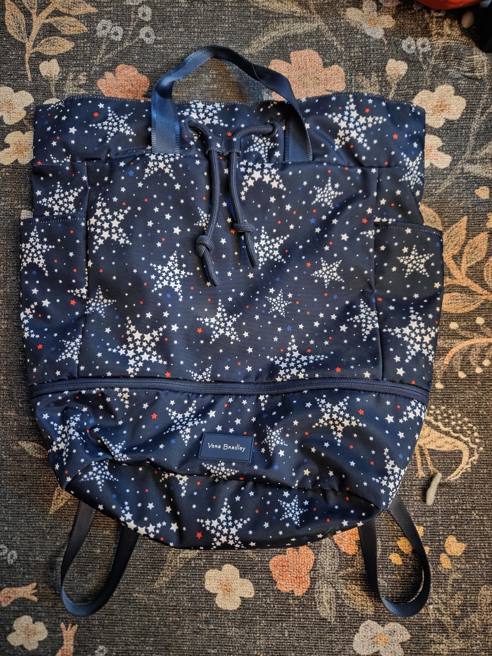 Vera Bradley Star Power Reactive Sports Bag Stars Red White Blue Tote Backpack